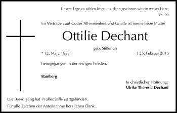 Anzeige von Ottilie Dechant von MGO
