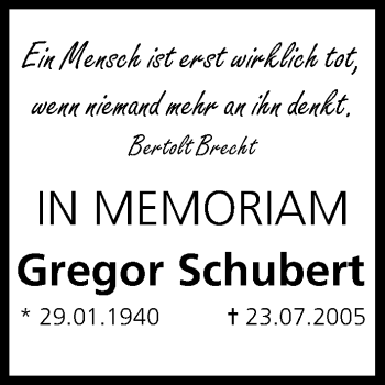 Anzeige von Gregor Schubert von MGO