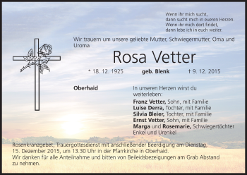 Anzeige von Rosa Vetter von MGO