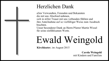 Anzeige von Ewald Weingold von MGO