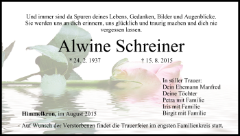 Anzeige von Alwine Schreiner von MGO