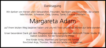 Anzeige von Margareta Adam von MGO