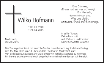 Anzeige von Wilko Hofmann von MGO