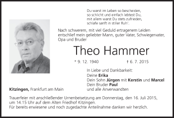 Anzeige von Theo Hammer von MGO
