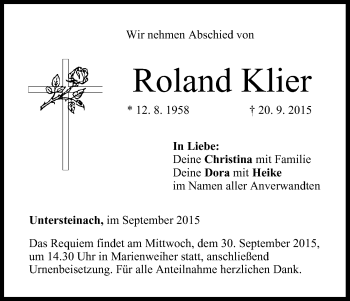 Anzeige von Roland Klier von MGO