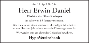 Anzeige von Erwin Daniel von MGO