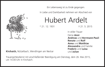 Anzeige von Hubert Ardelt von MGO