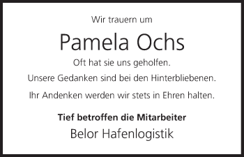 Anzeige von Pamela Ochs von MGO