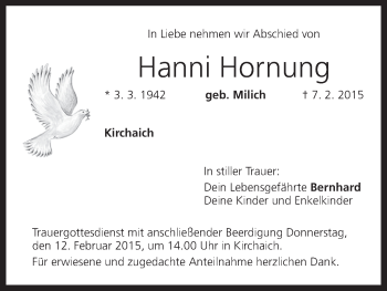 Anzeige von Hanni Hornung von MGO