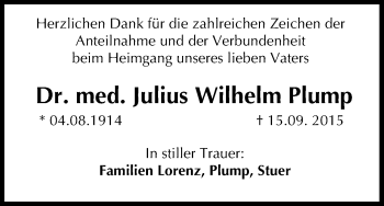 Anzeige von Julius Wilhelm Plump von MGO