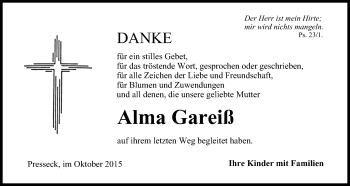 Anzeige von Alma Gareiß von MGO