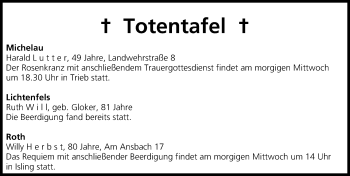 Anzeige von Totentafel vom 24.02.2015 von MGO