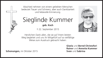 Anzeige von Sieglinde Kummer von MGO