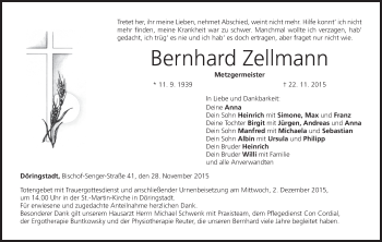 Anzeige von Bernhard Zeltmann von MGO