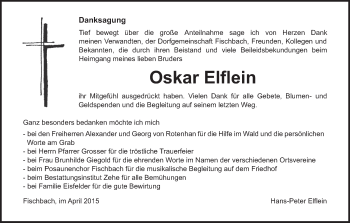 Anzeige von Oskar Elflein von MGO