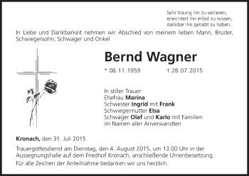 Anzeige von Bernd Wagner von MGO