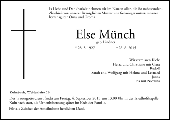 Anzeige von Else Münch von MGO