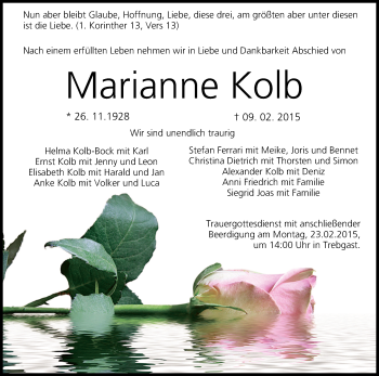 Anzeige von Marianne Kolb von MGO