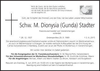Anzeige von Gunda Stadter von MGO