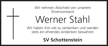 Anzeige von Werner Stahl von MGO