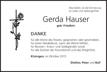 Anzeige von Gerda Hauser von MGO