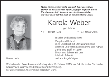 Anzeige von Karola Weber von MGO