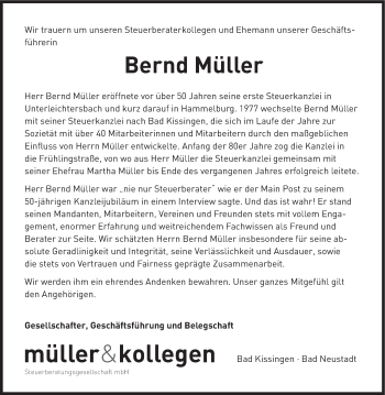 Anzeige von Bernd Müller von MGO