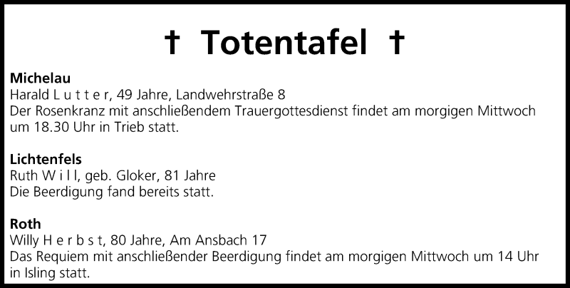  Traueranzeige für Totentafel vom 24.02.2015 vom 24.02.2015 aus MGO