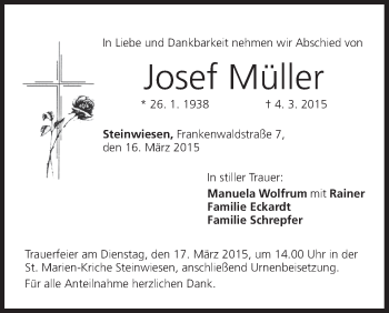 Anzeige von Josef Müller von MGO