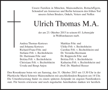 Anzeige von Ulrich Thomas von MGO