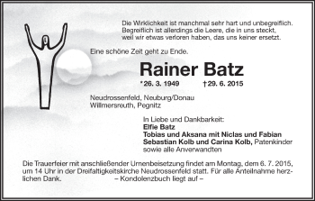 Anzeige von Rainer Batz von MGO