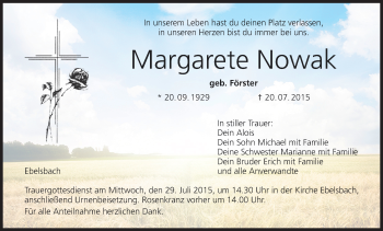 Anzeige von Margarete Nowak von MGO