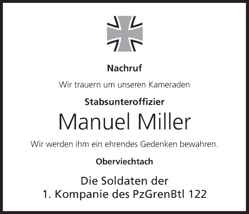  Traueranzeige für Manuel Miller vom 13.11.2015 aus MGO