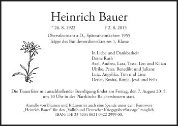 Anzeige von Heinrich Bauer von MGO