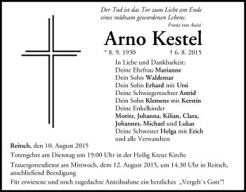 Anzeige von Arno Kestel von MGO