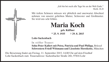 Anzeige von Maria Koch von MGO