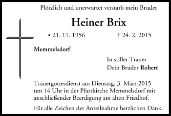 Anzeige von Heiner Brix von MGO