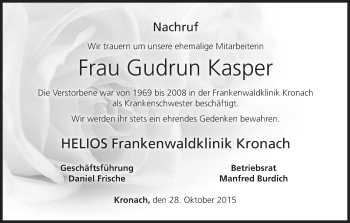 Anzeige von Gudrun Kasper von MGO