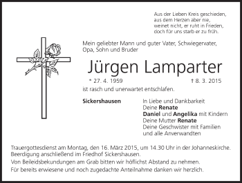 Anzeige von Jürgen Lamparter von MGO