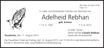 Anzeige von Adelheid Rebhan von MGO
