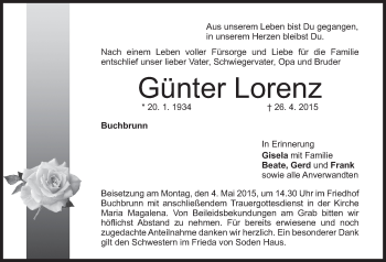 Anzeige von Günter Lorenz von MGO