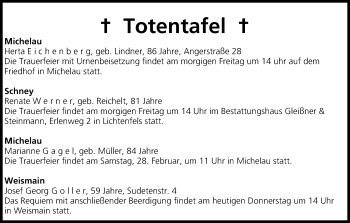 Anzeige von Totentafel vom 26.02.2015 von MGO