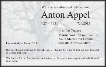 Anzeige von Anton Appel von MGO