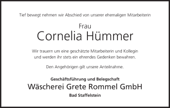 Anzeige von Cornelia Hümmer von MGO