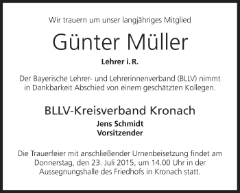 Anzeige von Günter Müller von MGO