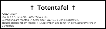 Anzeige von Totentafel vom 05.09.2015 von MGO
