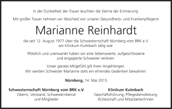 Anzeige von Marianne Reinhardt von MGO