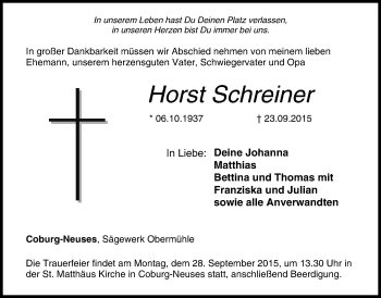 Anzeige von Horst Schreiner von MGO