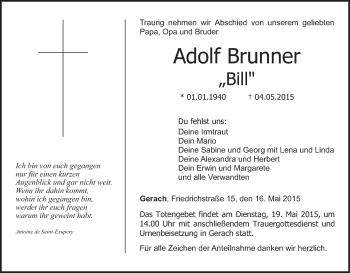 Anzeige von Adolf Brunner von MGO