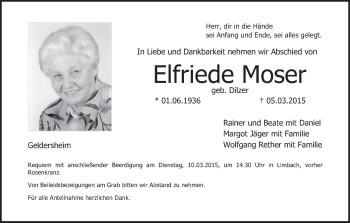 Anzeige von Elfriede Moser von MGO